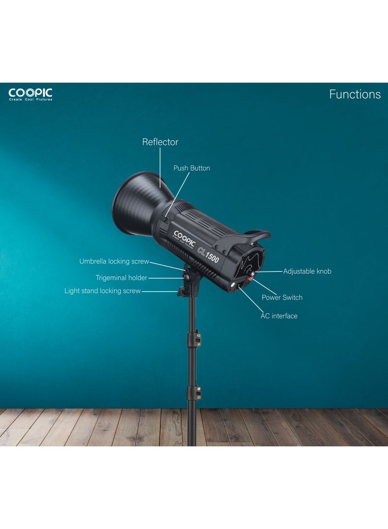 كوبيك إضاءة استوديو بقوة 18000 لومن ودرجة حرارة لون 5600 كلفن مع مؤشر تجسيد لوني 96+، ومؤشر اتساق الإضاءة التلفزيونية، وسطوع قابل للتعديل، وهيكل من سبائك الألومنيوم، وإضاءة فيديو LED للتصوير الفوتوغرافي والفيديو وتصوير المنتجات (CL1500). - Image 2